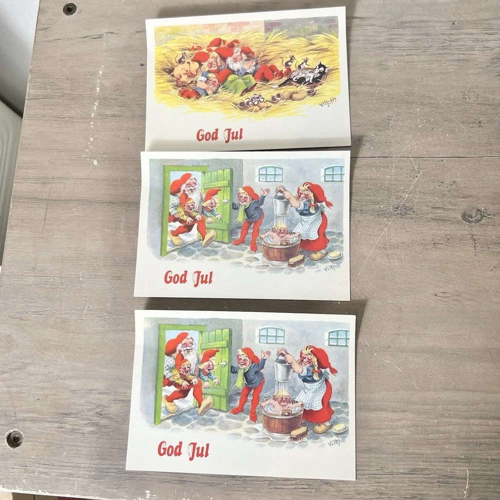 VTG Vilh. H. Vilhelm Hansen God Jul‎ Nisse Tomte Christmas Postcards Unused RARE